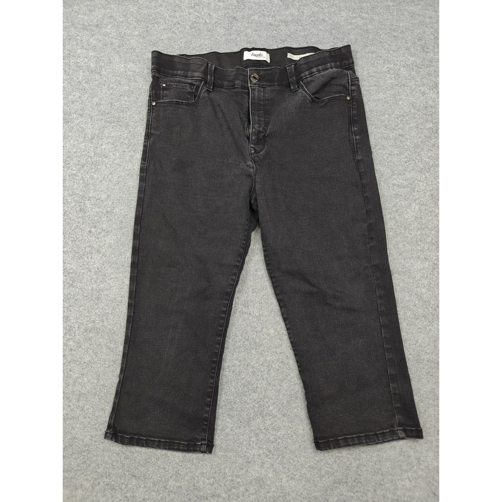 Angels Signature Capri Jeans Womens 14 Charcoal Wash High Rise Stretch Denim
